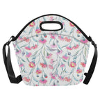 Pink Eucalyptus Flowers Neoprene Lunch Bag/Large (Model 1669) Neoprene Lunch Bag Plants Printed Offshore