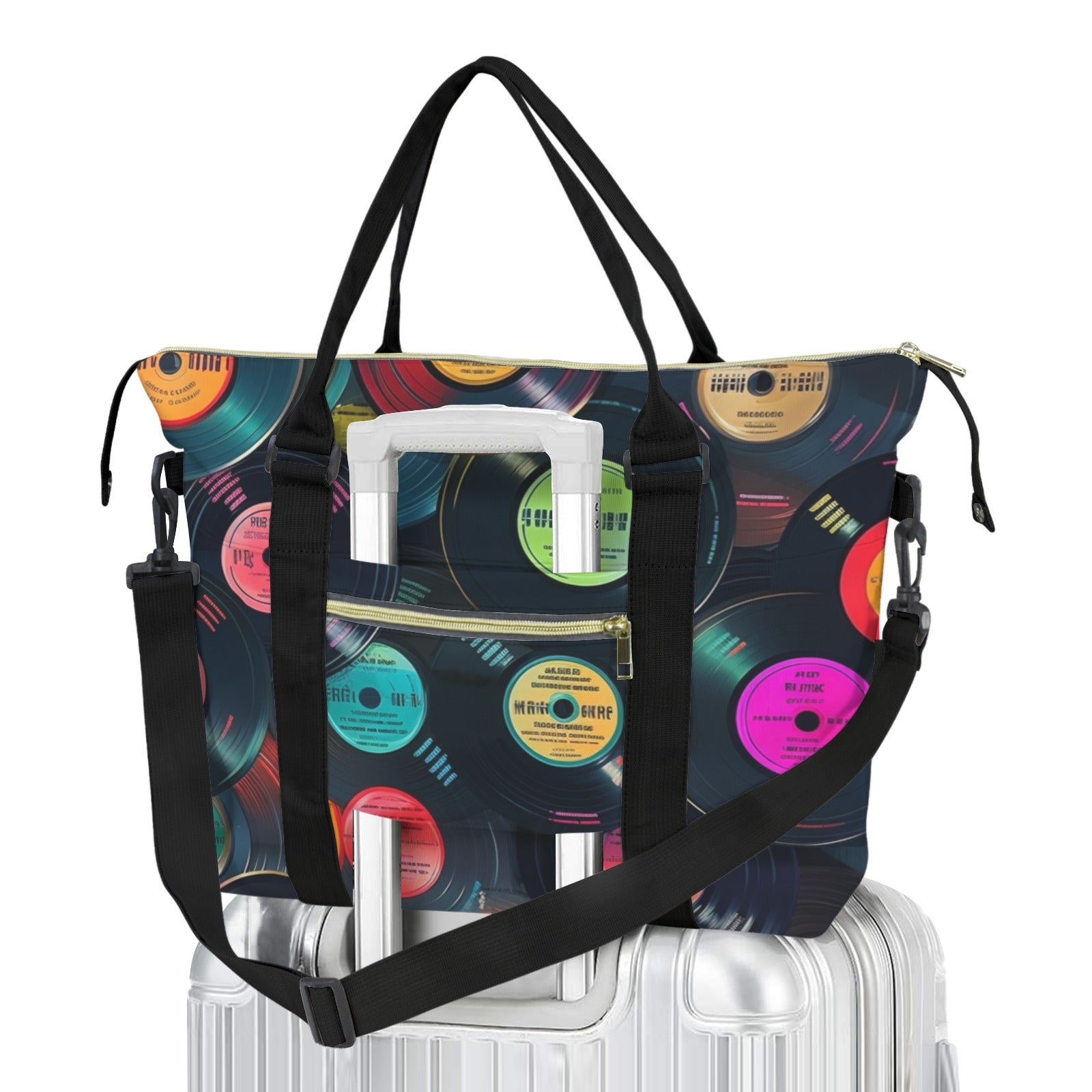 Retro Vinyl Records Duffle Bag-Simple (Model 1715) One Size Duffle Bag-Simple (1715)