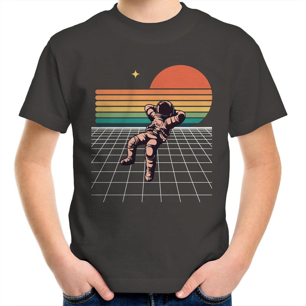 Retro Astronaut - Kids Youth T-Shirt Charcoal Kids Youth T-shirt Printed In Australia Space