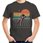 Retro Astronaut - Kids Youth T-Shirt Charcoal Kids Youth T-shirt Printed In Australia Space