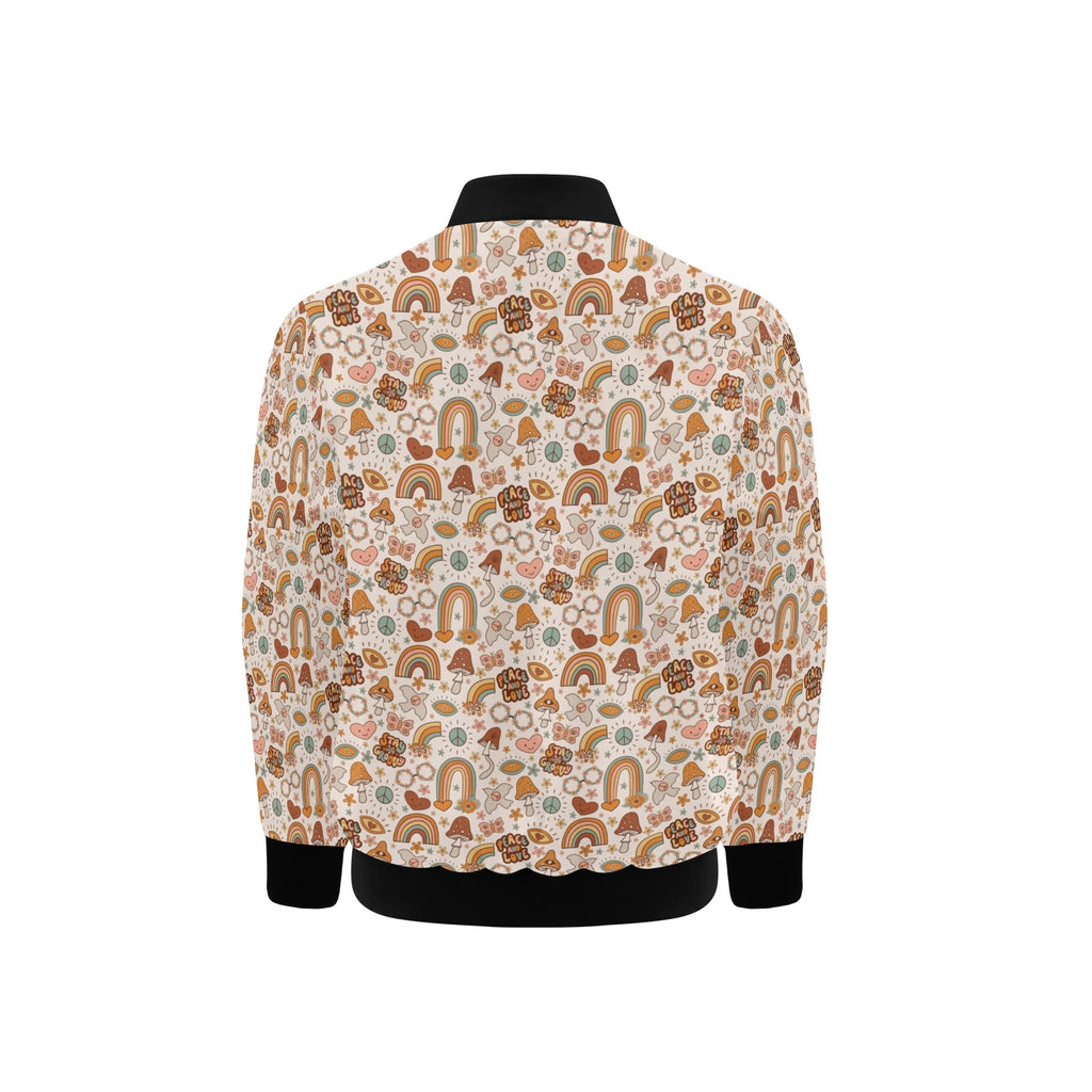 Peace And Love Kids Bomber Jacket Kids Bomber Jacket Printed Offshore Retro