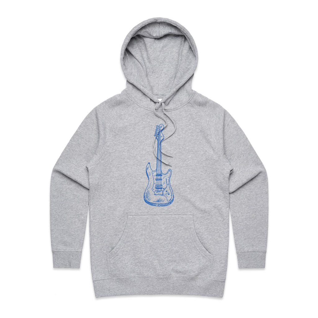 Guitar - Womens Hoodie Grey Marle Womens Hoodie Music Printed In Australia