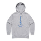 Guitar - Womens Hoodie Grey Marle Womens Hoodie Music Printed In Australia