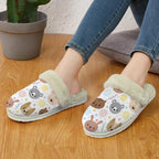 Baby Animals Women's Fur Trim Thick-Sole Indoor Slippers Women's Fur Trimmed Slippers animal Printed Offshore