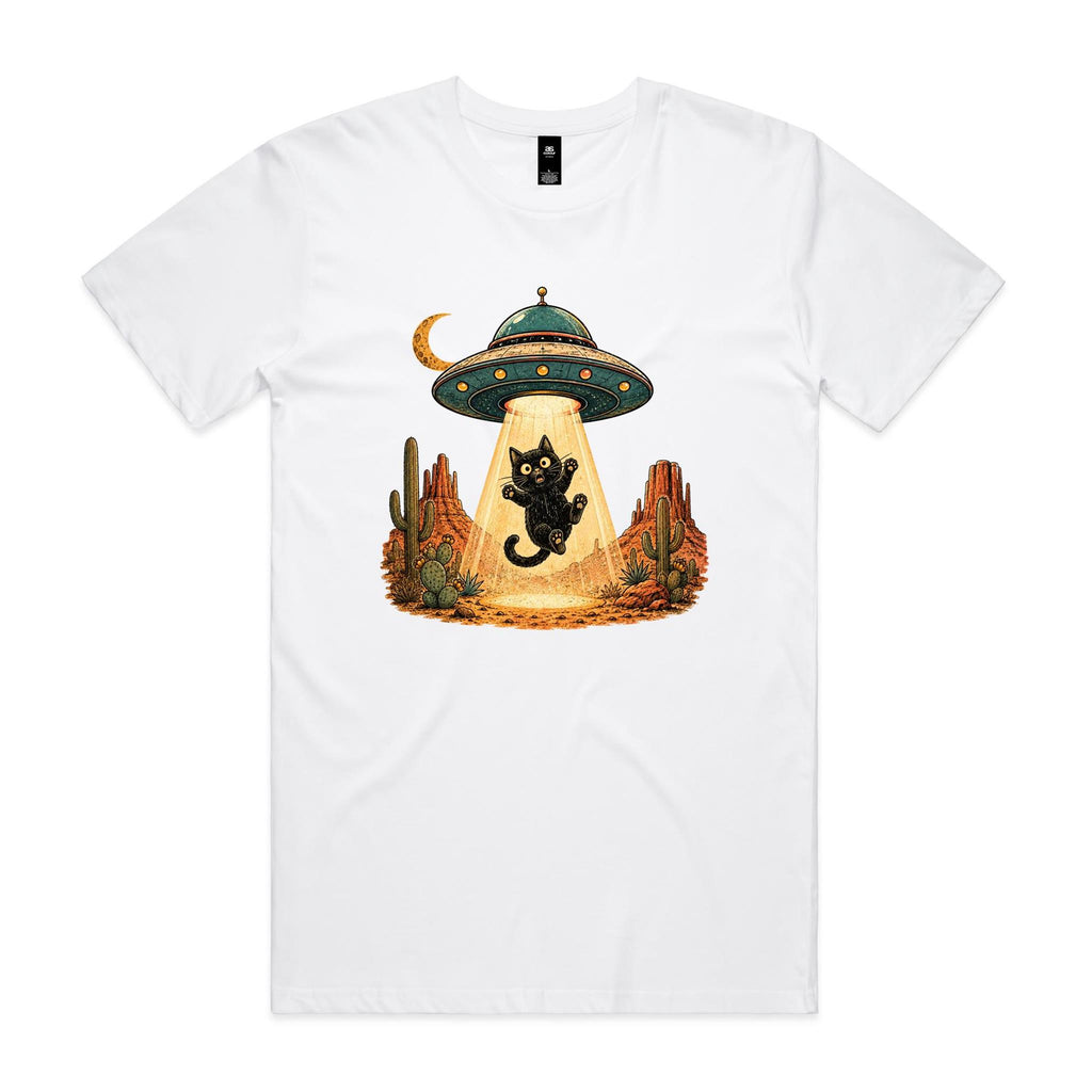 Black Cat Alien UFO Abduction Men's AS Colour T-shirt
