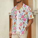 Australian Flowers Men's Short Sleeve Hawaiian Shirt Men's Hawaiian Shirt (New) Plants Printed Offshore