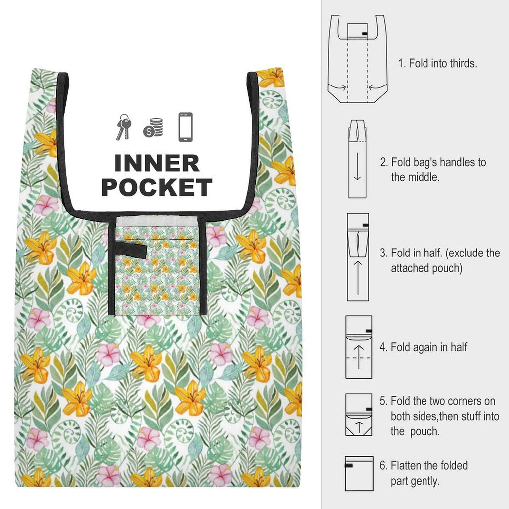 Tropical Flowers And Leaves Foldable Shopping Bag