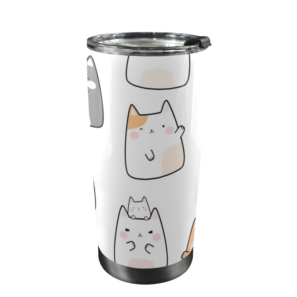 Cats - 20oz Mobile Tumbler with Lid (Black Lock) One Size 20oz Travel Mug animal Printed Offshore