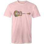 Guitar Reflection In Colour - Mens T-Shirt Pink Mens T-shirt Music Printed In Australia