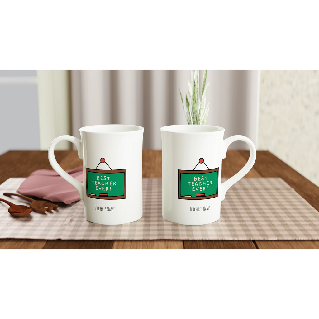 Best Teacher Ever, Blackboard White 10oz Porcelain Slim Mug Porcelain Mug