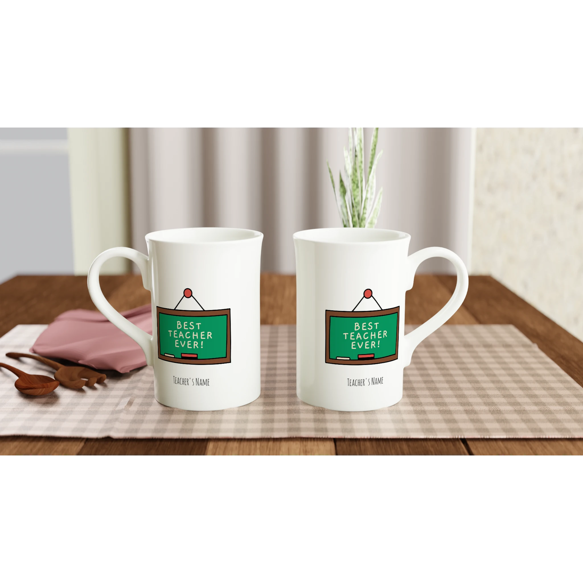 Best Teacher Ever, Blackboard White 10oz Porcelain Slim Mug Porcelain Mug