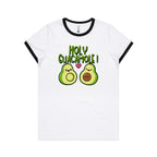 Holy Guacamole, Pregnant Avocado - Women's Ringer Tee White Black Womens Ringer T-shirt Food Printed In Australia
