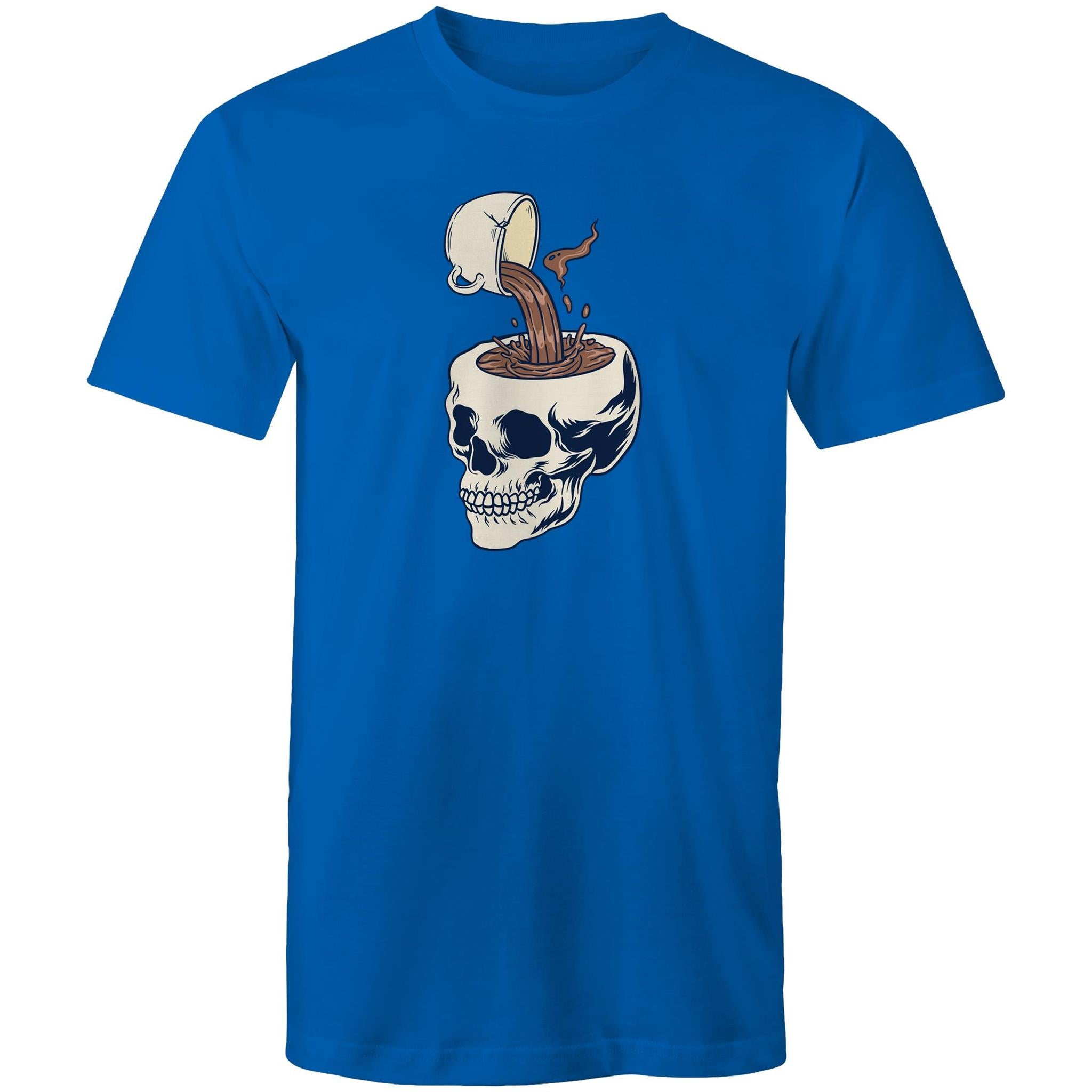 Coffee Skull - Mens T-Shirt Bright Royal Mens T-shirt Coffee Printed In Australia