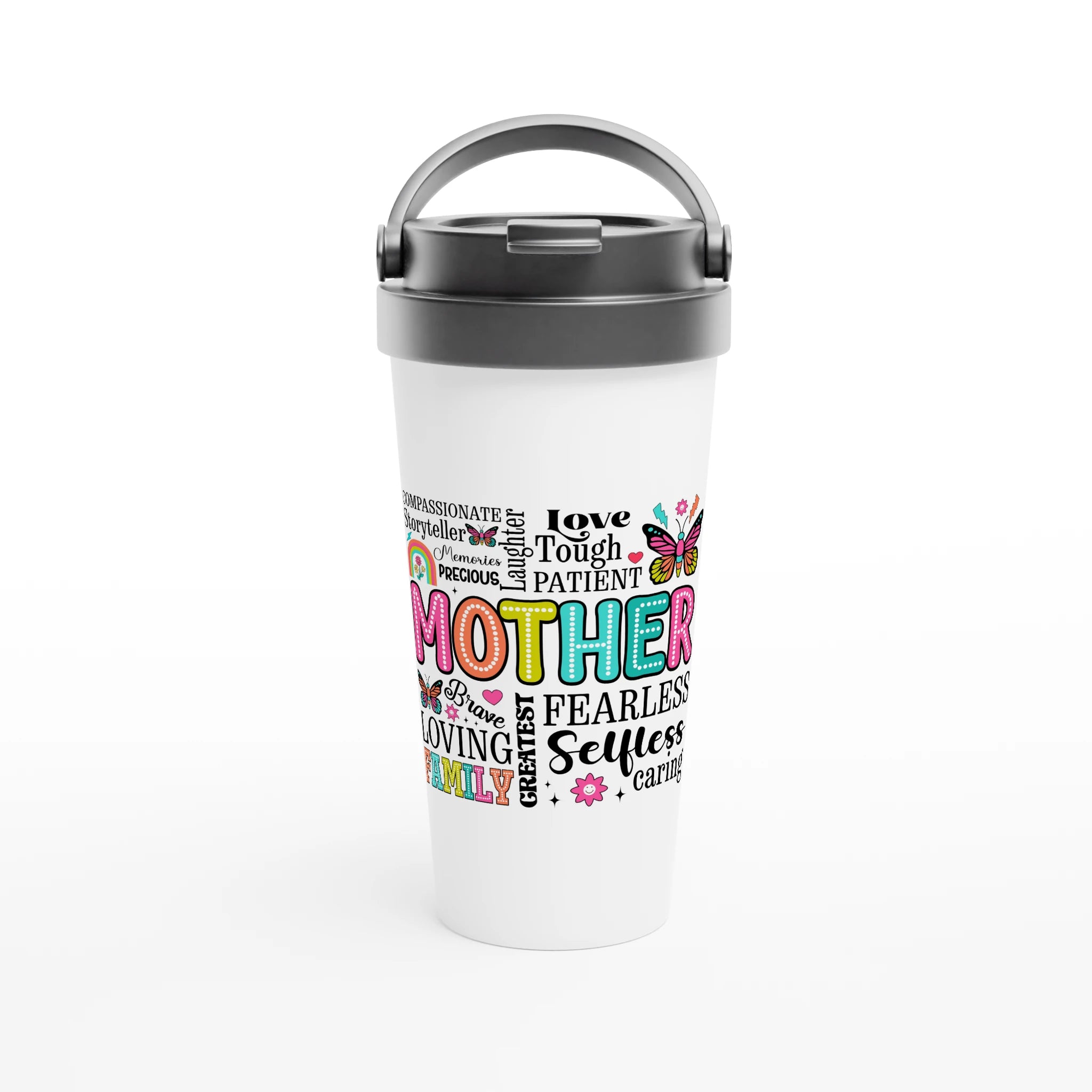 Mother Word Cloud - White 15oz Stainless Steel Travel Mug Default Title Travel Mug Globally Fulfilled Mum