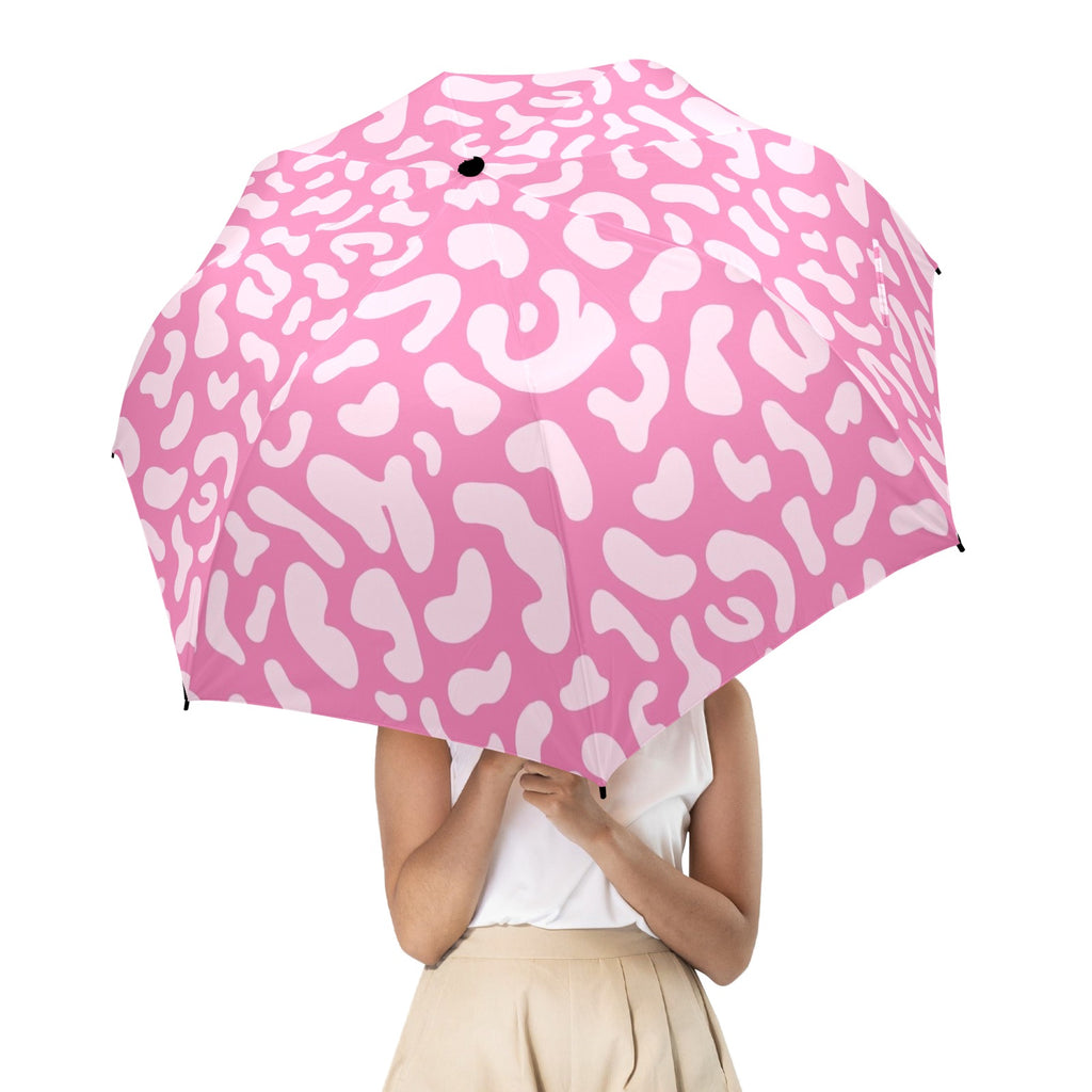 Pink Leopard - Semi-Automatic Foldable Umbrella (Model U12) Semi-Automatic Foldable Umbrella (U12)