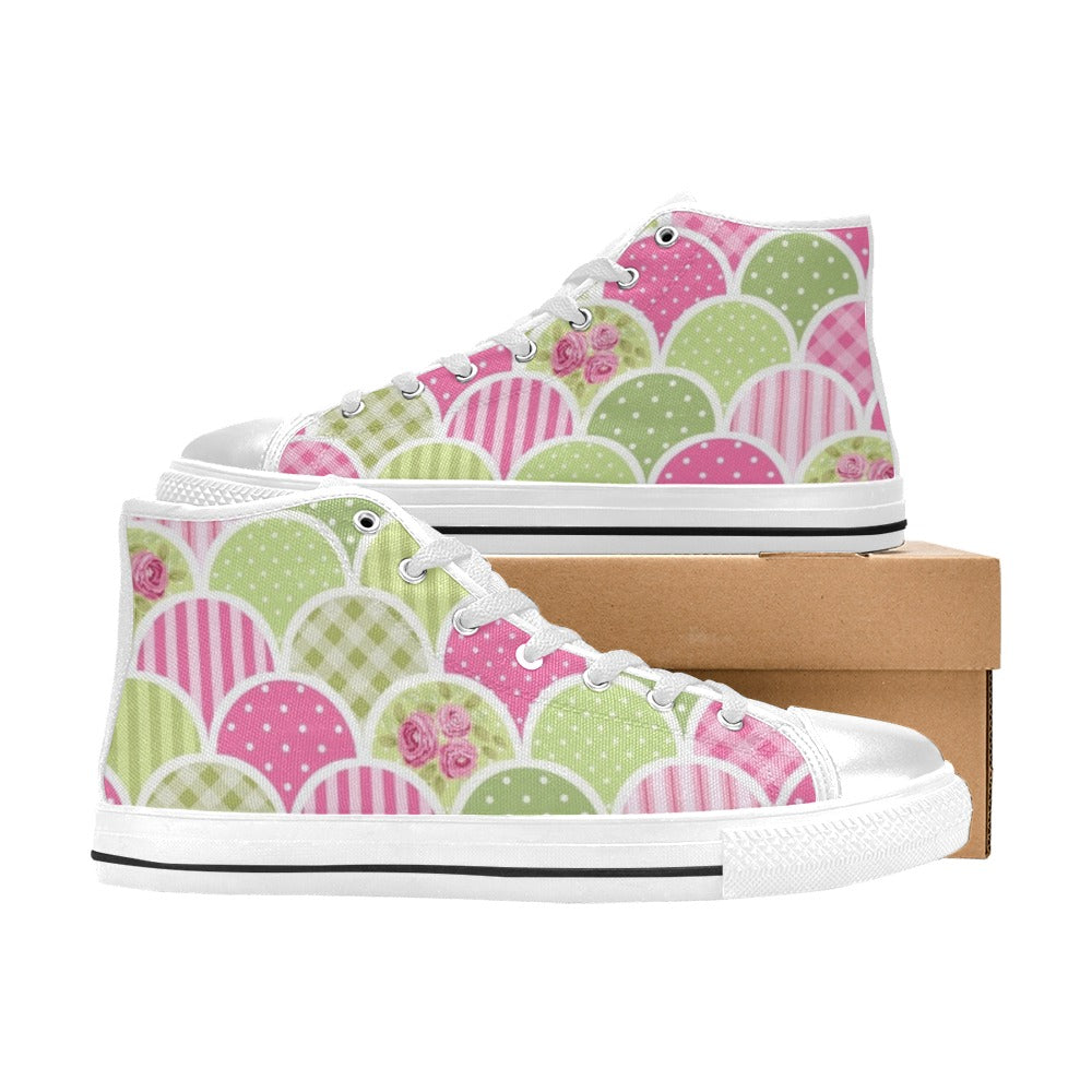 Floral Tabs - Women's High Top Canvas Shoes Womens Classic High Top Shoes Plants Printed Offshore