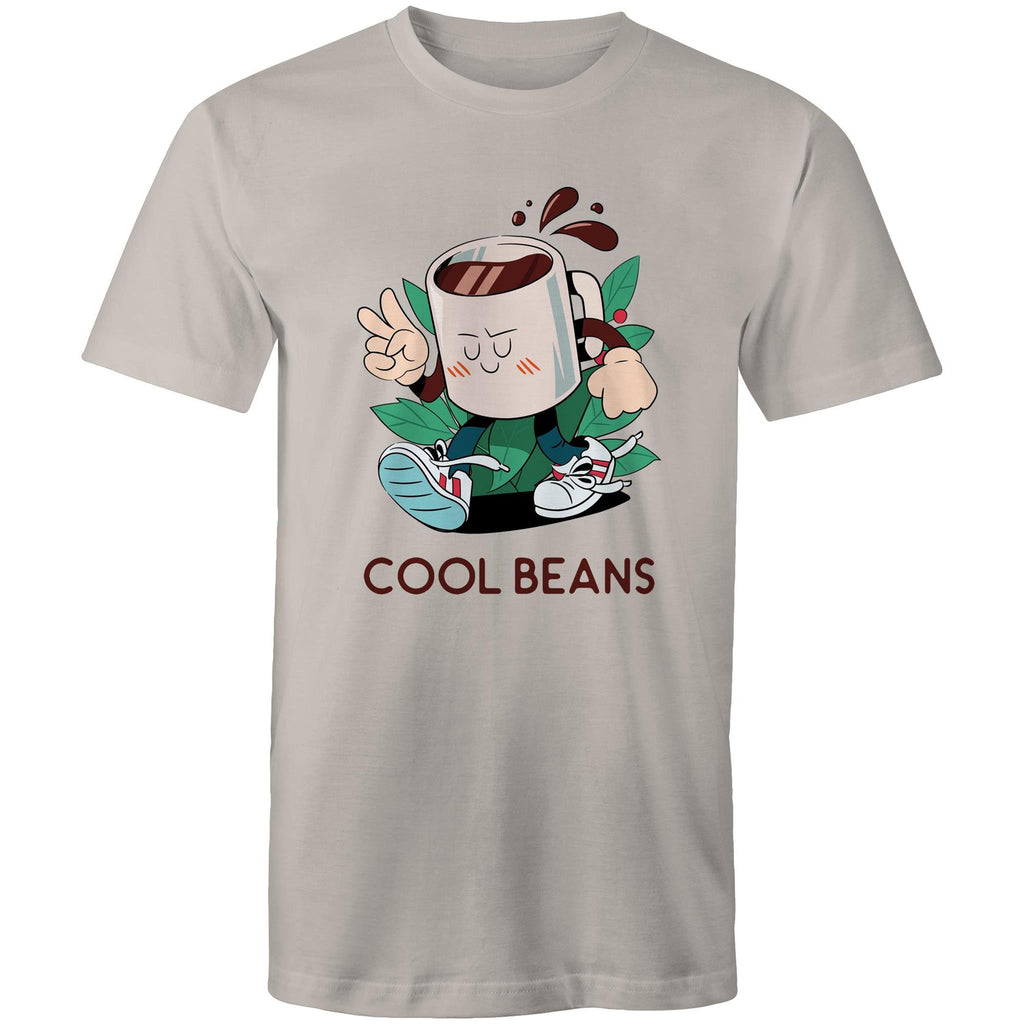 Cool Beans, Coffee - Mens T-Shirt Light Grey Mens T-shirt Coffee Printed In Australia