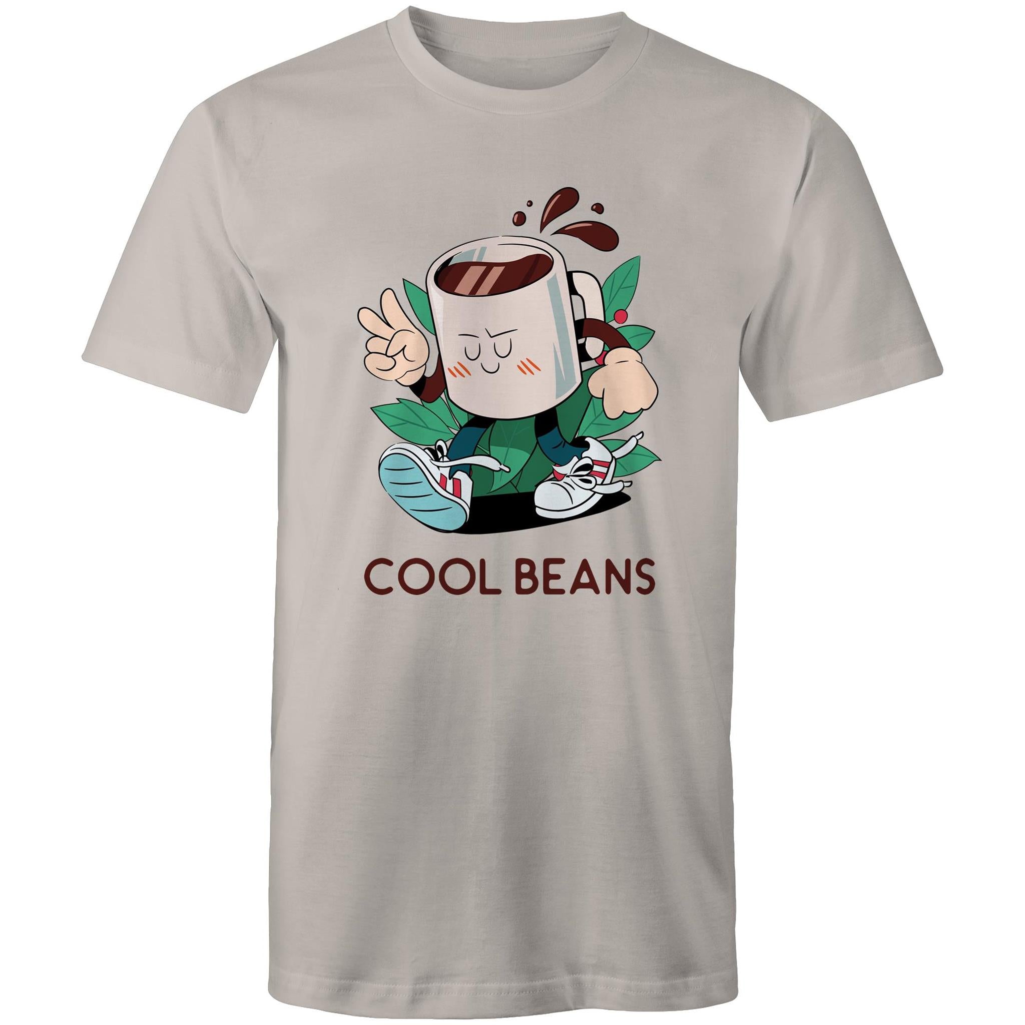 Cool Beans, Coffee - Mens T-Shirt Light Grey Mens T-shirt Coffee Printed In Australia