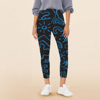 Blue Squiggle - Women's High Waist Pockets Yoga Leggings