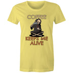 Coffee Keeps Me Alive, Skeleton - Womens T-shirt Yellow Womens T-shirt Coffee Printed In Australia