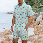 Classic Aussie Food Icons Men's Hawaiian Shirt & Shorts Set