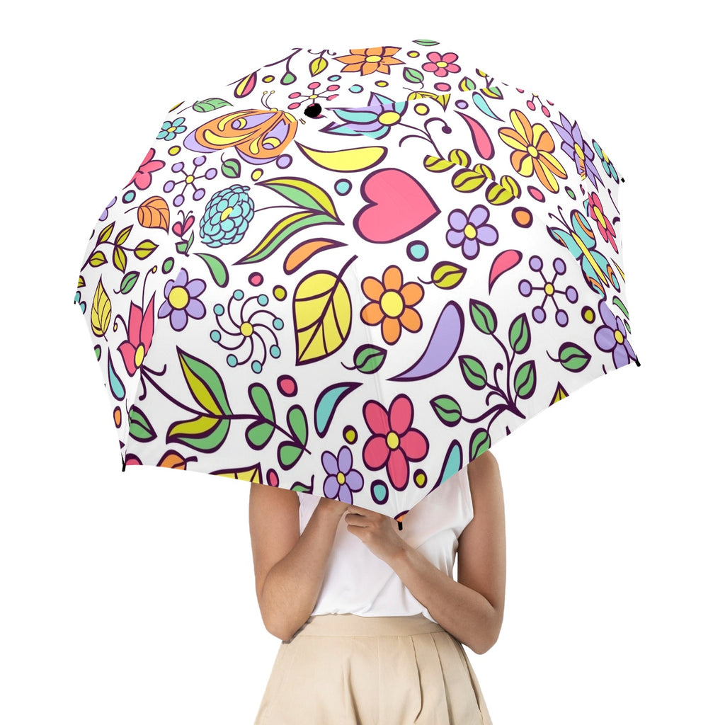 Hippie Butterfly And Flowers - Umbrella