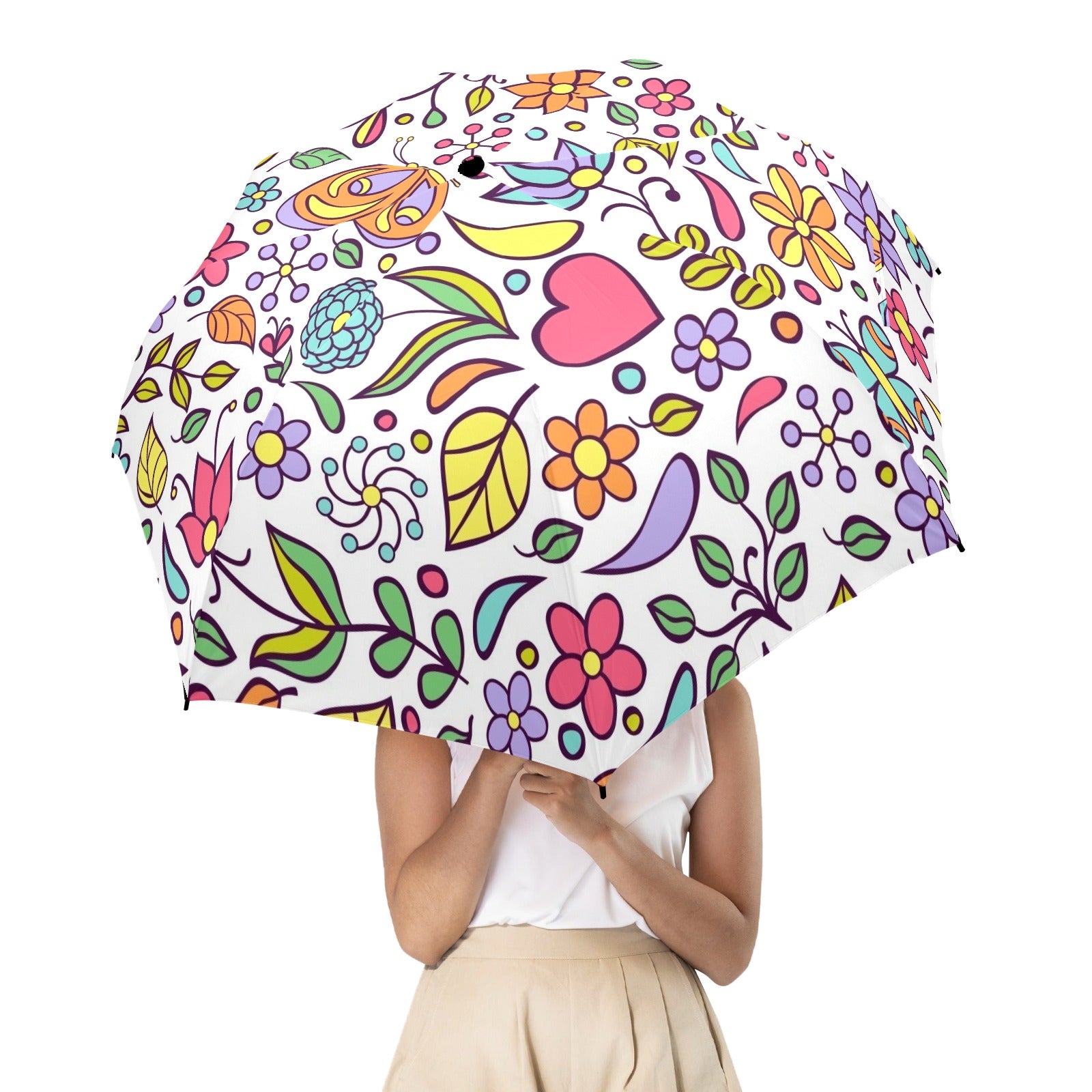 Hippie Butterfly And Flowers - Umbrella