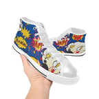 Blue Comic Book - Women's High Top Canvas Shoes