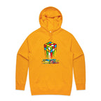 Melting Game Cube - Mens Hoodie Gold Mens Hoodie Games Printed In Australia