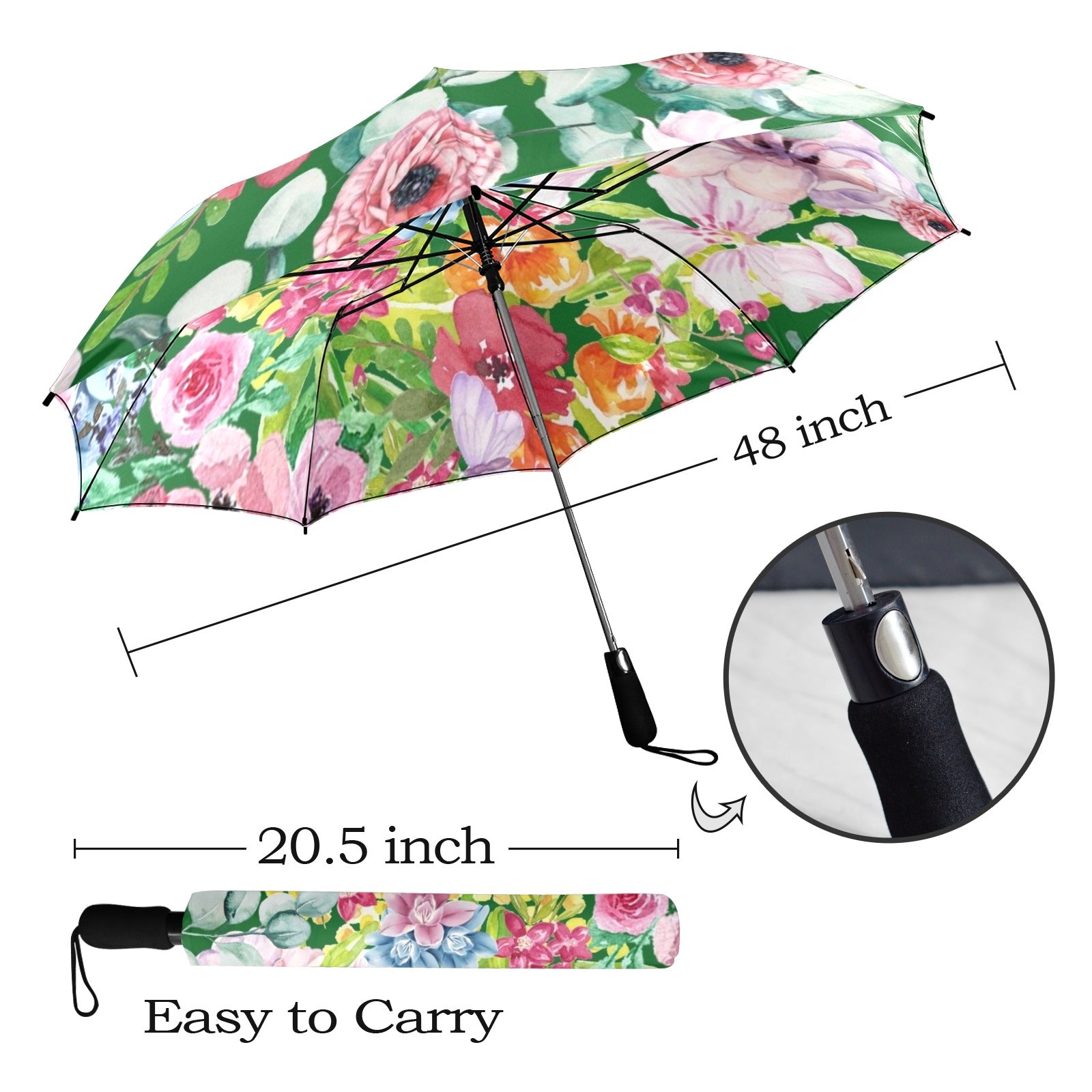 Bright Floral - Semi-Automatic Foldable Umbrella (Model U12) Semi-Automatic Foldable Umbrella (U12)