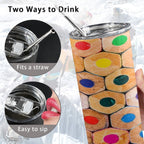 Pencils 20oz Tall Skinny Tumbler with Lid and Straw
