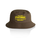 The Best Father In The Galaxy - AS Colour Bucket Hat Walnut One Size As Colour Bucket Hat Dad Printed In Australia Space