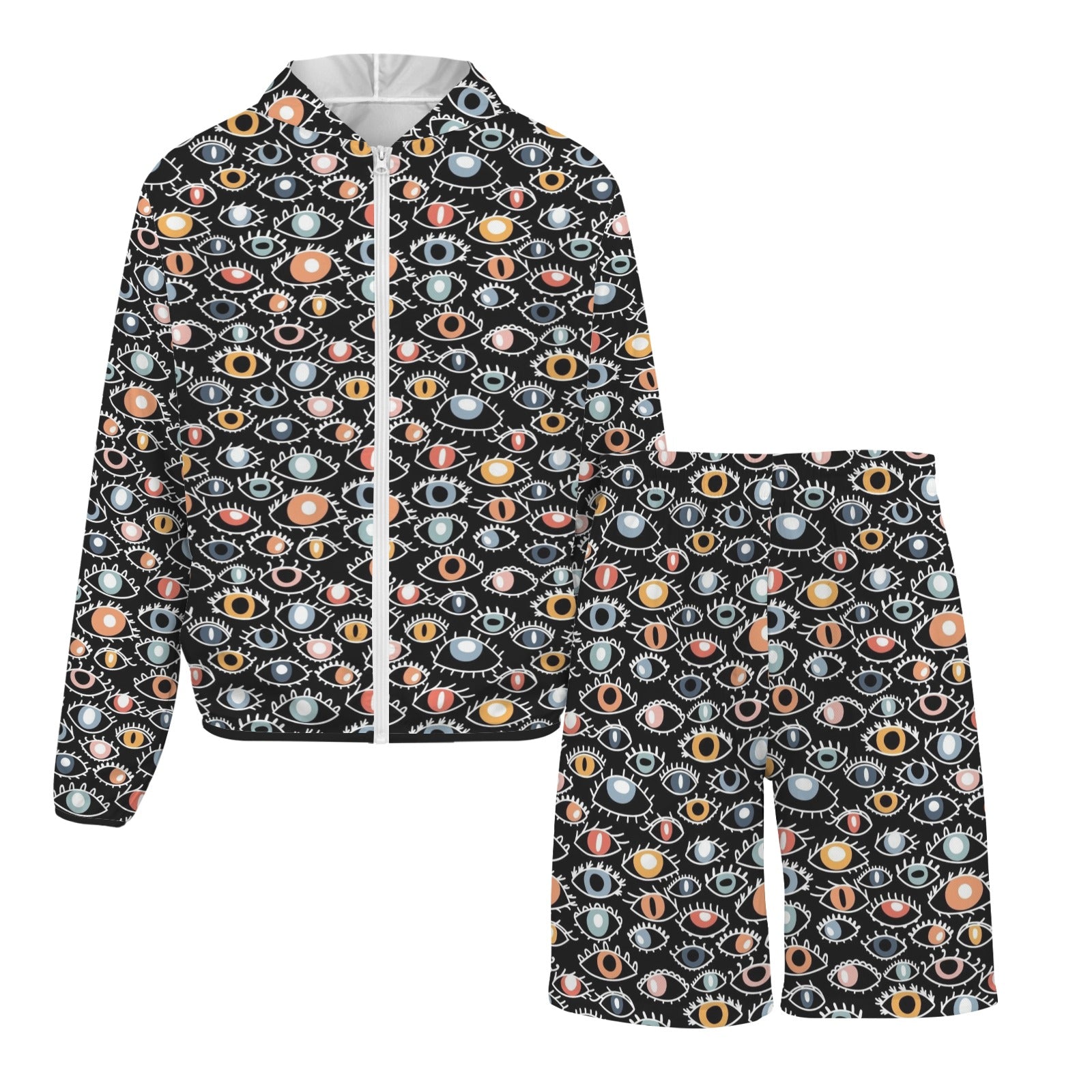 Eyes On Black Men's Lightweight Sun Hoodie & Shorts Set Men's Lightweight Sun Hoodie & Shorts Printed Offshore