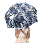 Blue And White Floral - Semi-Automatic Foldable Umbrella (Model U12) Semi-Automatic Foldable Umbrella (U12)