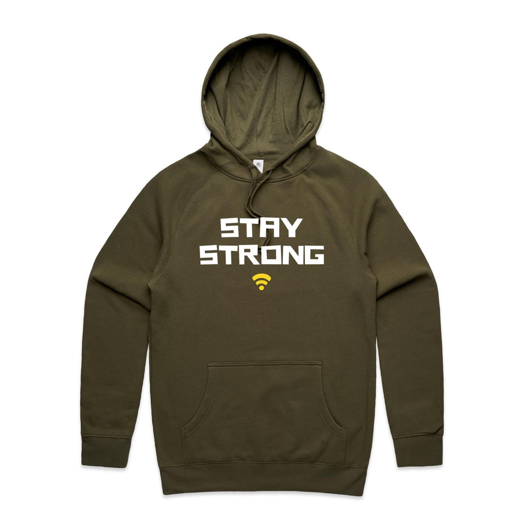 Stay Strong, WIFI - Mens Hoodie Army Mens Hoodie Printed In Australia Tech