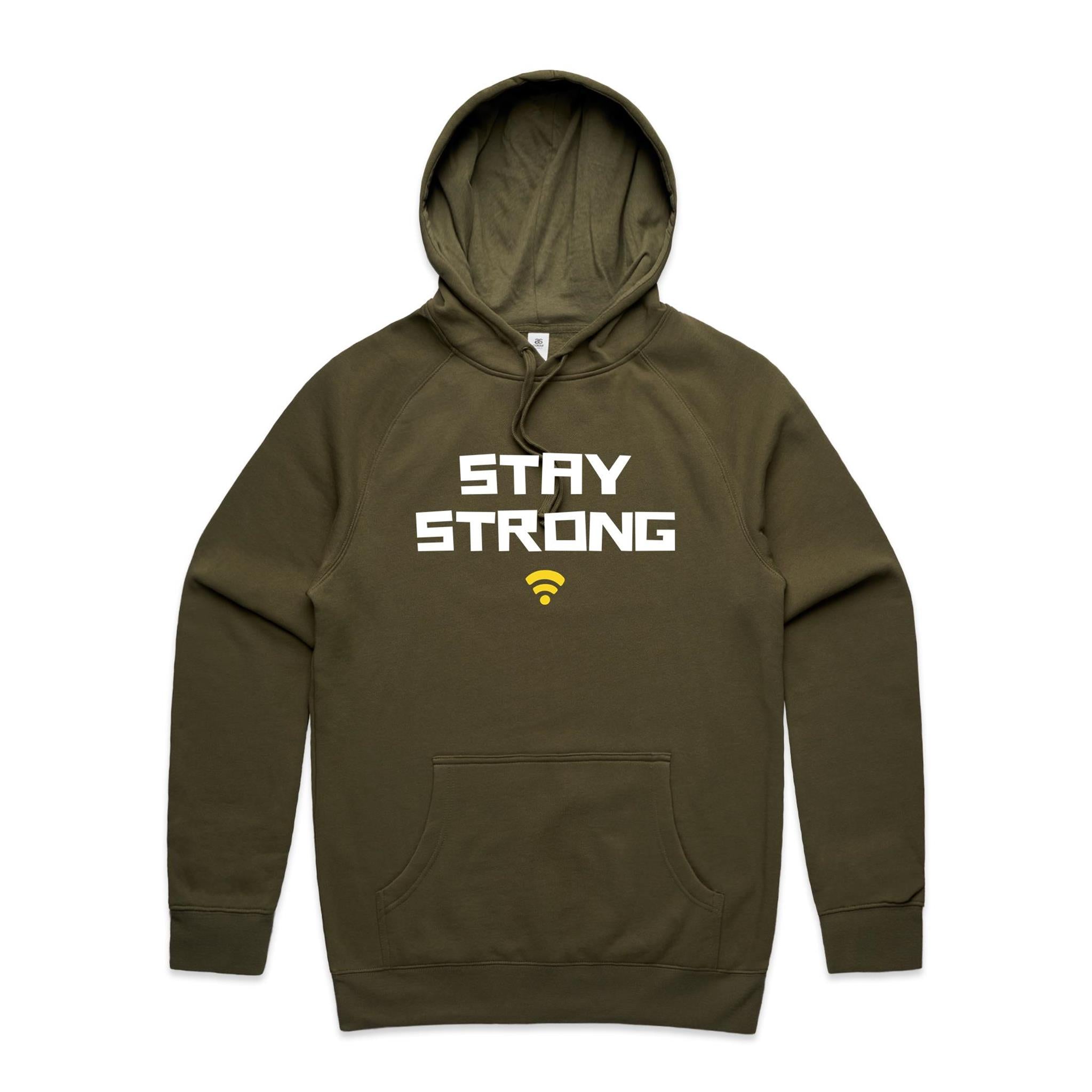Stay Strong, WIFI - Mens Hoodie Army Mens Hoodie Printed In Australia Tech