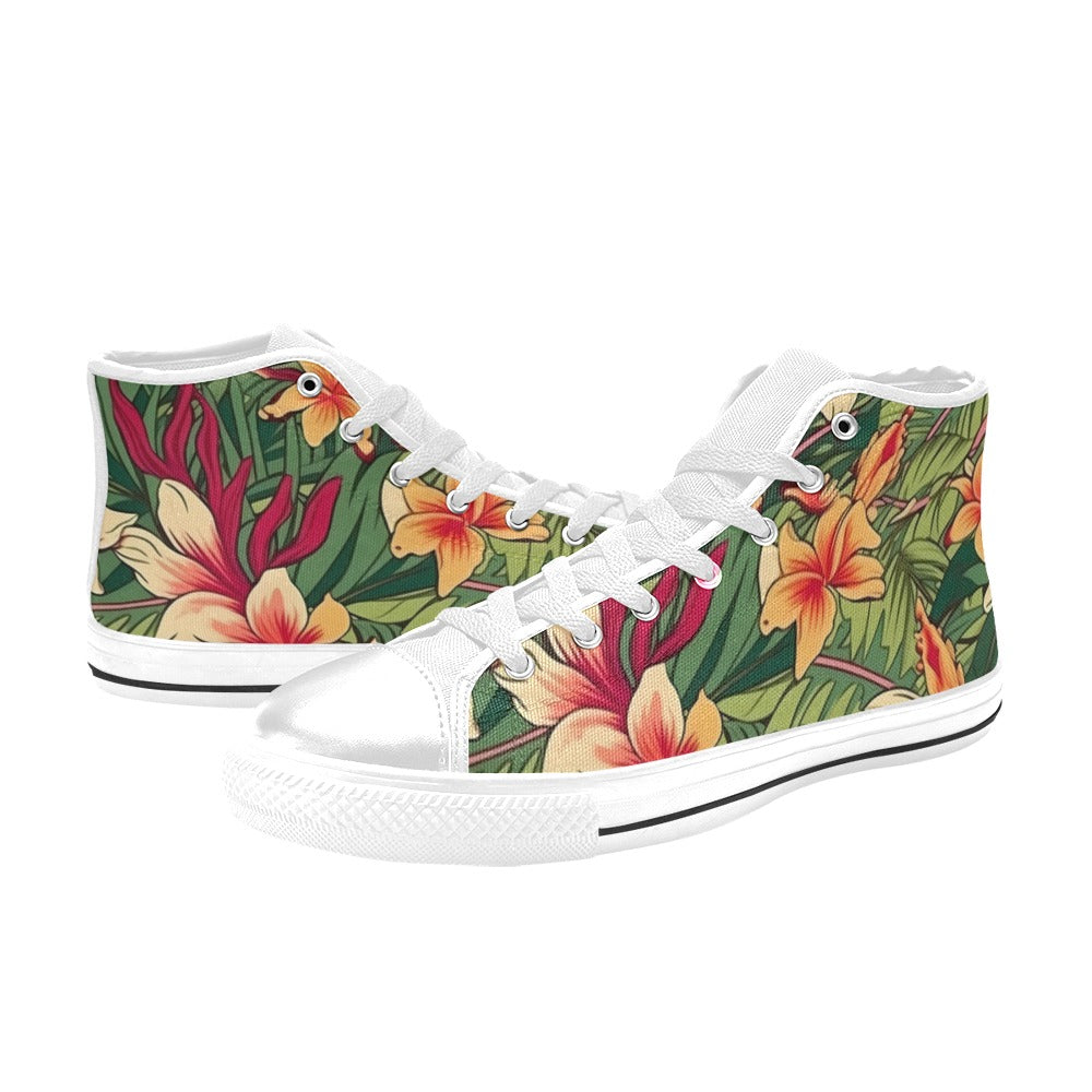 Vintage Hawaiian Floral - Men's High Top Canvas Shoes