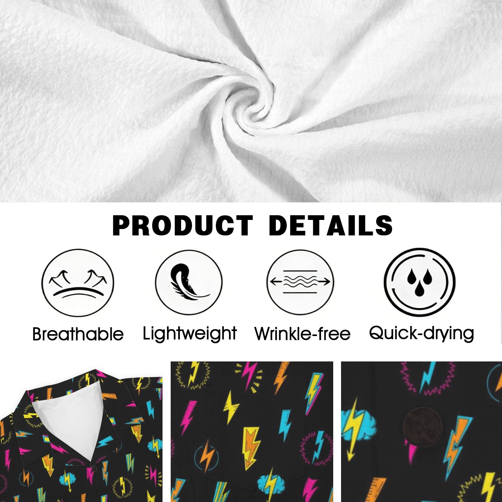 Fun Lightning Men's Crinkle Hawaiian Shirt