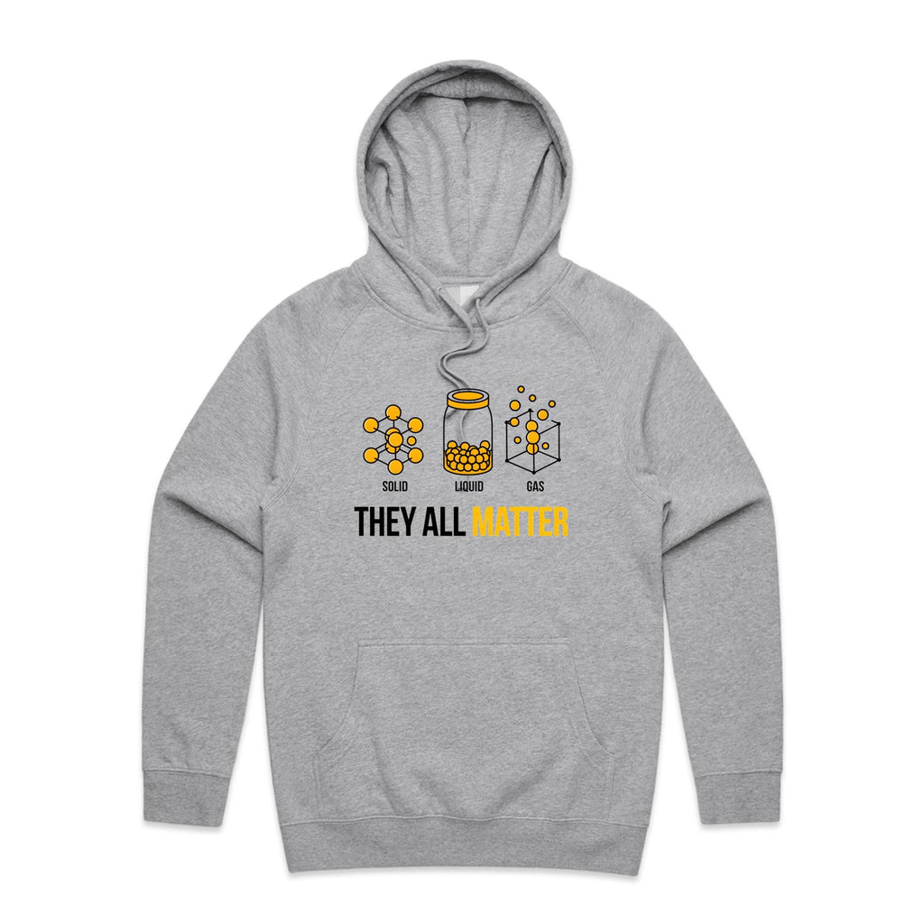 They All Matter Solid Liquid Gas Men's AS Colour Hoodie Grey Marle Mens Hoodie Printed In Australia Science