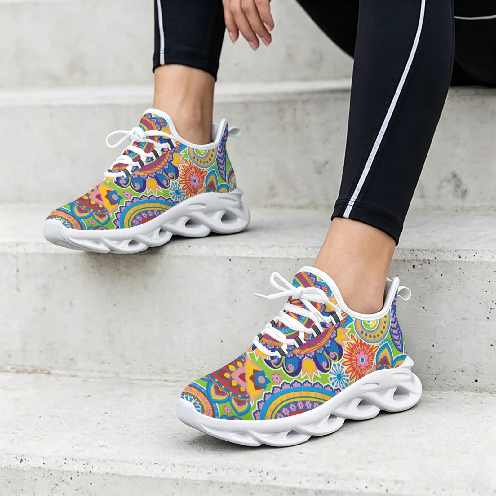 Green Paisley Women's Twisted Sole Sneakers