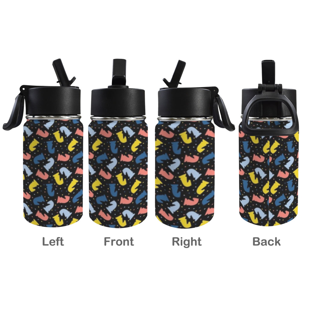 Colourful Chess Pattern 12oz Kids Water Bottle with Straw Lid