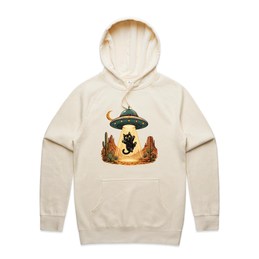 Black Cat Alien UFO Abduction Men's AS Colour Hoodie