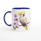Cockatoo, Australian Birds - White 11oz Ceramic Mug with Colour Inside Ceramic Blue Colour 11oz Mug animal Globally Fulfilled
