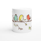 Birds On A Branch - White 11oz Ceramic Mug White 11oz Mug animal Globally Fulfilled
