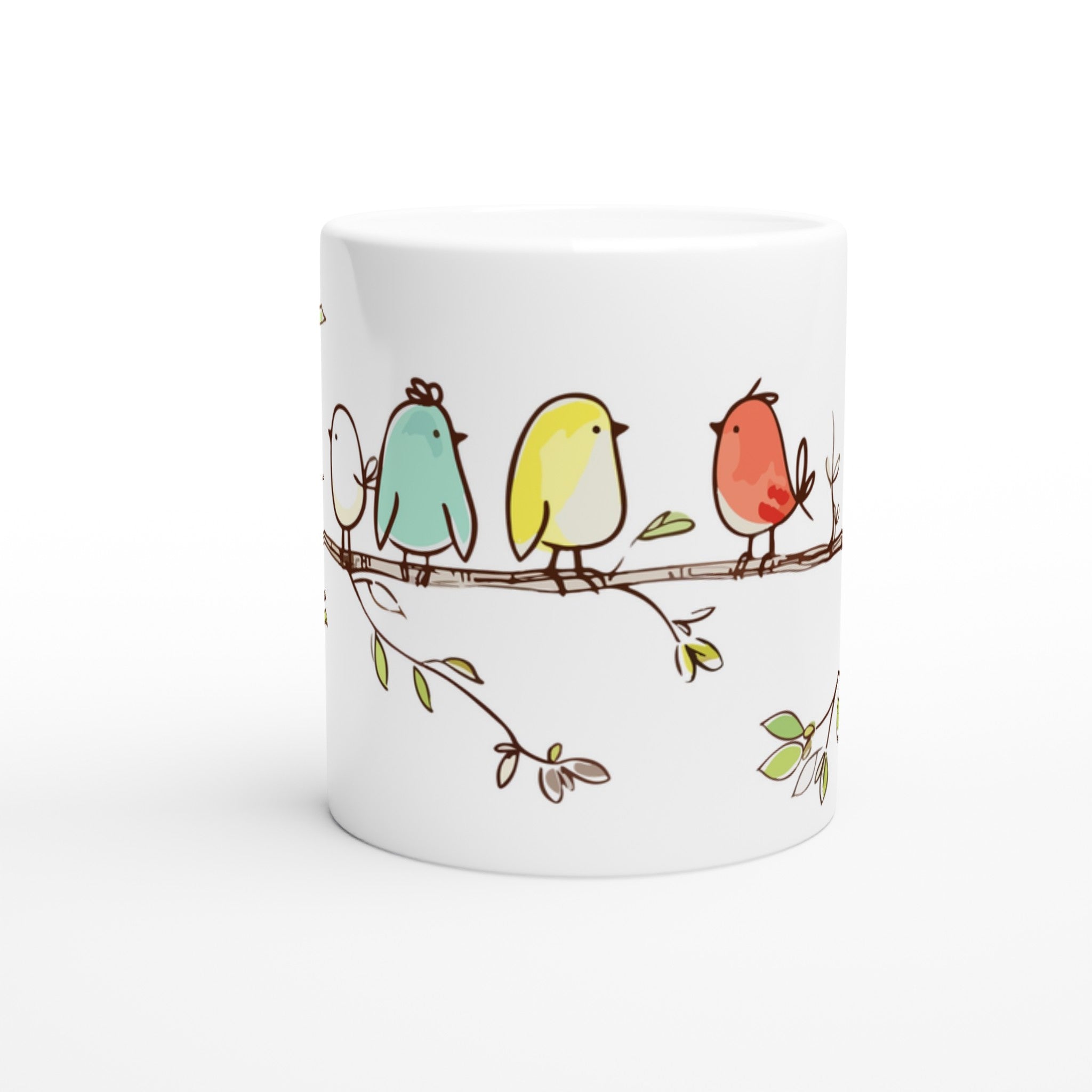 Birds On A Branch - White 11oz Ceramic Mug White 11oz Mug animal Globally Fulfilled