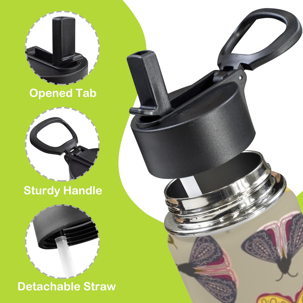 Pretty Moths 12oz Kids Water Bottle with Straw Lid