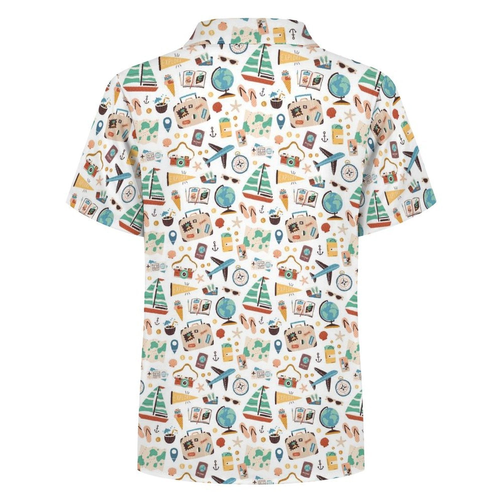 Travel And Explore Kids Youth Short Sleeve Button Up Shirt