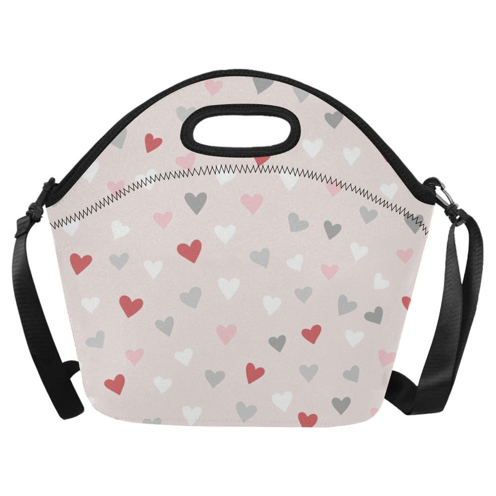 Pretty Hearts - Neoprene Lunch Bag One Size Neoprene Lunch Bag Printed Offshore