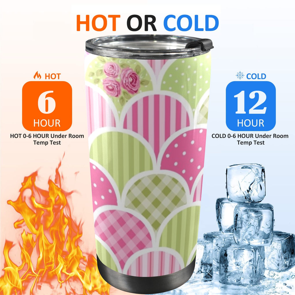 Floral Tabs - 20oz Mobile Tumbler with Lid (Black Lock) 20oz Travel Mug Plants Printed Offshore