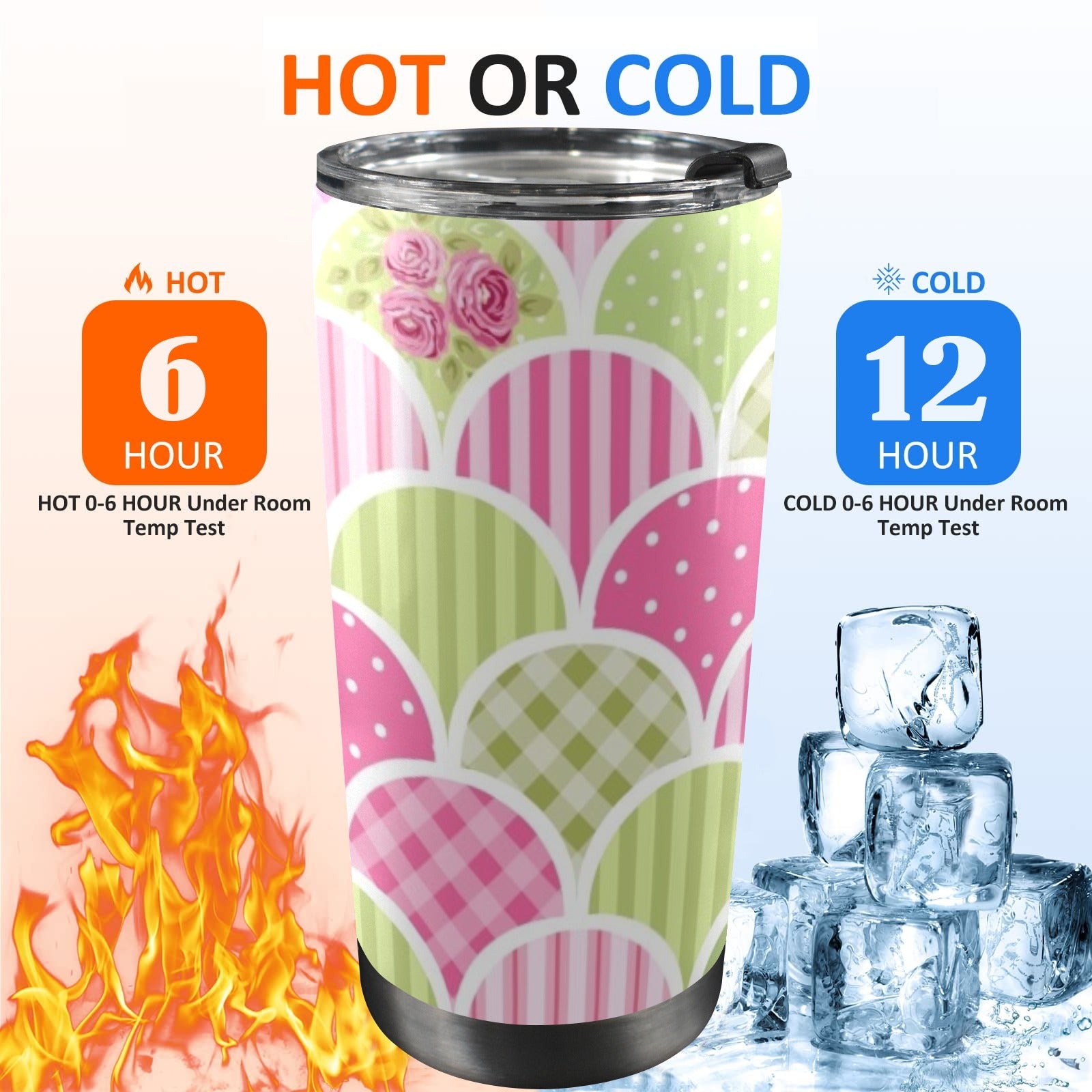 Floral Tabs - 20oz Mobile Tumbler with Lid (Black Lock) 20oz Travel Mug Plants Printed Offshore